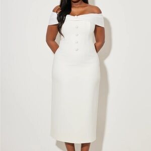 White Off-Shoulder Sheath Dress for Weddings